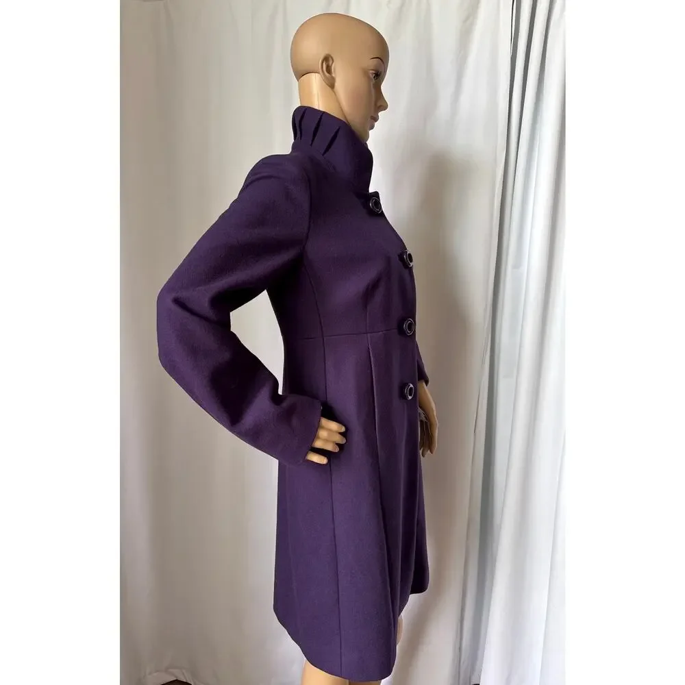 J. Crew Uptown Dress Purple coat pleated stand collar preppy size 2